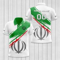 Iran Flag &amp; Coat of Arms Customized Polo Shirt Summer Casual Streetwear Mens Fashion Loose Jersey Plus Size Sportswear