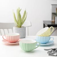 200ml Simple Style Ceramic Coffee Cup With Saucer Spoon Set Porcelain Afternoon Tea Cups Suite Breakfast Milk Mug Wholesale Home