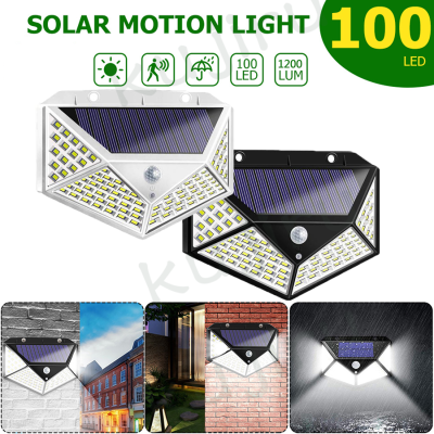 ไฟติดผนัง ไฟติดผนังโซล่าเซลล์ ไฟโซล่าเซลล์ พลังงานแสงอาทิตย์ 100 LED Solar Wall Light กันน้ำ เซนเซอร์ โคมไฟติดผนังกลางแจ้ง สวน โคมไฟ 3 โหมด Solar Motion Light  kujiru