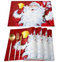 Merry Christmas Santa 4/6pcs Pads Placemats Kitchen Accessories Coffee Dining Table Mat Coaster Festival Tableware