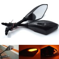 Universal 10mm Motorcycle Rearview Mirrors With LED Turn Signal Integrated For Kawasaki Z125 Z250 Z300 Z750/R Z800 Z900 Z1000