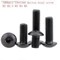 ┋♝ 1000pcs/lot wholesale price M1.6 M2 M2.5 M3 M4 M5 steel with black ISO7380 Head Hexagon Socket Button Head Cap Screws