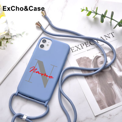 Custom letters Name Rope Phone Case For iphone 11 12 Pro Max 7 8 Plus X XS XR Brand New Original Liquid Silicone Initials Cover