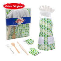 Veitch fairytales Learning Education Pretend Play Food Cooking Game Baking Tools Children Apron Kitchen Toy Set For Kid Girl Boy