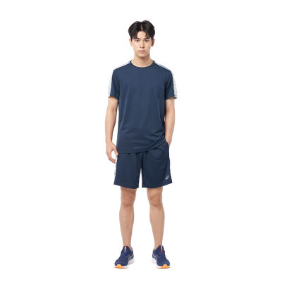 ASICS :  BLOCK SS TOP MEN TRAINING เสื้อ ผู้ชาย เสื้อ เสื้อคอกลม ของแท้  FRENCH BLUE/POLAR SHADE