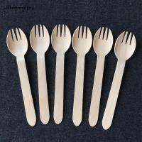 100ชิ้นที่กำหนดเองไม้ Sporks ทิ้งช้อนส้อม2-In-1มีดขนาดใหญ่,6.25 "Birchwood สีเขียวผลิตภัณฑ์ธรรมชาติเป็นมิตรกับสิ่งแวดล้อม