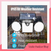ไฟแสงอาทิตย์260led 3หัว90000lm Ip65กันน้ำความสว่างสูงเซ็นเซอร์ตรวจจับการเคลื่อนไหวไฟสนามแบบปรับได้