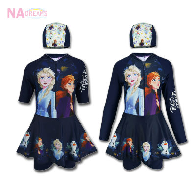 Disney Frozen ชุดว่ายน้ำเด็กหญิง ลายการ์ตูนโฟรสเซ่น Frozen เจ้าหญิงหิมะ จาก NADreams Girl Swimwear รุ่นเด็กโต ชุดว่ายน้ำ