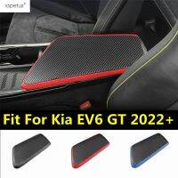 “{》} คอนโซลกลางแผ่นรองที่วางแขนของตกแต่งสำหรับ Kia EV6 GT 2022 2023แผ่นรองหมอนรองด้านในทำจากหนัง PU