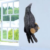 Simulation Black Crow Model Resin Craft Bird Sculpture Artificial Crow Collectible Figurine Statue Ornament Home Garden