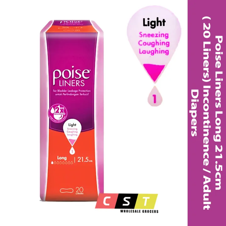 Poise Liners Long 21.5cm (20 Liners) Incontinence / Adult Diapers Lazada