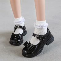 Girls Shoes 2021 Spring New Bow Princess Shoes For Big Girls Patent Leather Shoes Black Mary Janes Dress Shoes Autumn 2-14y