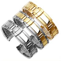 ✻﹍✥ 17mm 20mm Stainless Steel Band Metal Curved End Folding Buckle Diving Bracelet Accessories for Daytona Watch Strap with logo