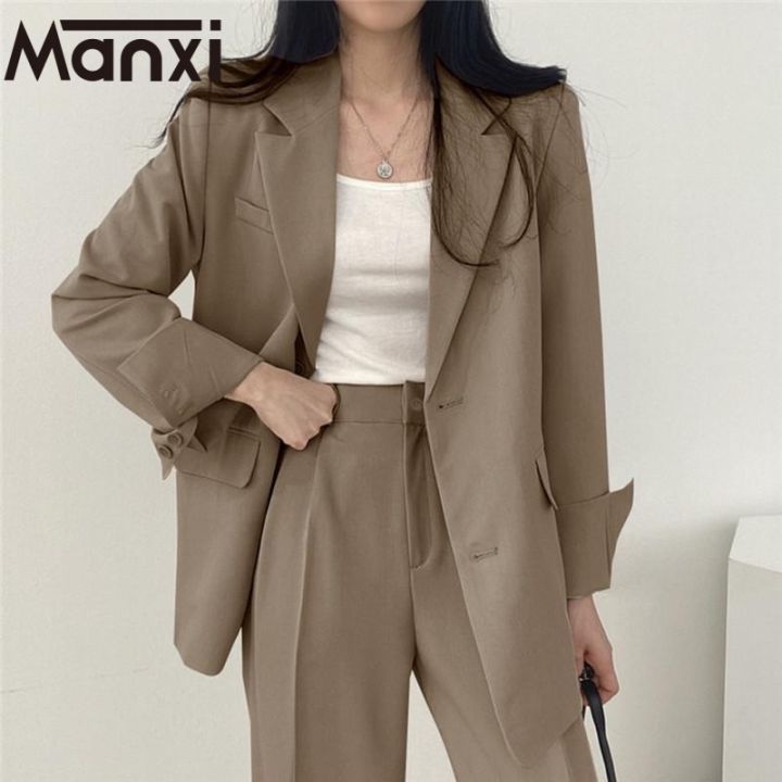 manxi-ชุดสูทผู้หญิง-เสื้อสูท-วินเทจ-ธรรมดา-a26m007