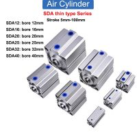 Air Cylinder SDA series  5 10 15 20 25 30 35 40 45 50mm Stroke Pneumatic Compact airtac type 12 16mm Bore Pipe Fittings Accessories