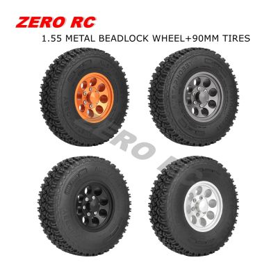 Crawler 1.55 Inch Rims Soft Tires 90mm With Alloy 1.55 quot; Beadlock Wheels For 1/10 1/12 Scale Tamiya MST MN Rc Truck Accessories