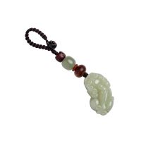 Hetian jade car key chain pendant lucky the mythical wild animal transport peace mens and womens personality and creative key rope hanging drop
