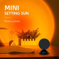 【Ready Stock】Mini USB Sunset Lamp LED Projector Night Light 16 Colors Switch Rainbow Atmosphere Light Home Bedroom Background Wall Decoration