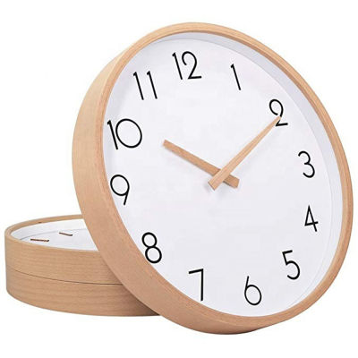 ไม้แข็งแบบเงียบสแกนดีไซน์มินิมอลลิสต์นาฬิกาศิลปะนาฬิกาเรือนไม้นอร์ดิกนาฬิกาติดผนังไม้