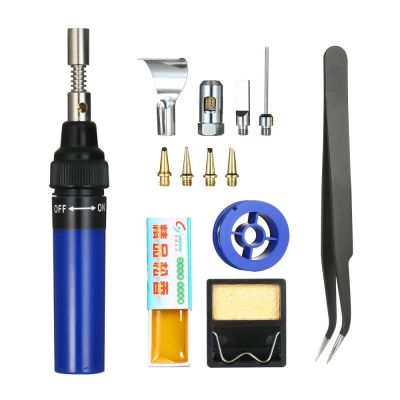 13Pcs 13 in 1 Soldering Iron Kit 26ml Full Electronics Set Pen Welding Tool Car Repairing Gas Soldering Self-igniting Torch Outd