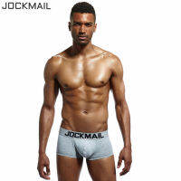 JOCKMAIL บ็อกเซอร์สีพื้นของผู้ชาย,กางเกงชั้นในมีกระเป๋าผ้าคอตตอนกางเกงชั้นในบ็อกเซอร์แฟชั่นระบายอากาศได้ดีสีดำ