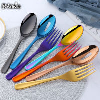 3Pcs Salad Server Set Stainless Steel Serving Spoon Fork Colander Golden Kitchen Utensil Black Tableware Party Restaurant Tool