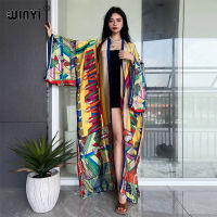 WINYI ใหม่2023ฤดูร้อนแฟชั่นพิมพ์ผู้หญิงเสื้อหลวมยาวชุด Elegant Party Boho Maxi Beach Holiday ว่ายน้ำ Cover Up Kimonos