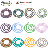 Beebeecraft 1 Strand Electroplate ลูกปัดแก้วใส Strands ครึ่ง Golden Plated Rondelle เหล็กสีฟ้า 6x5 มม. รู: 1 มม. ประมาณ 92 ~ 94 ชิ้น/strand, 17 ~ 17.5 นิ้ว (42.5 ~ 43.75 ซม.)