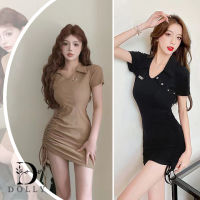 Mini Dress ชุดเดรสกระโปรง ชุดเดรสสั้น เดรสสาวโคเรีย ชุดเดรสรัดรูป เดรสสั้นสีพื้นๆ เดรสใส่สบาย