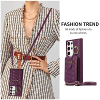 Fashion2023Crossbody กระเป๋าสตางค์กรณีศัพท์สำหรับ S Amsung G Alaxy S23 S22อัลตร้าพลัส S21 S20 FE A34 A12 A52 A54 4กรัม5กรัมแหวนนิ้วปก