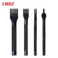 LMDZ Black Quality Steel 3mm 4mm 1/2/4/6 Prong Inch Chisel Leather Craft Tools Hole Punch Lacing Stitching Perforate Leather
