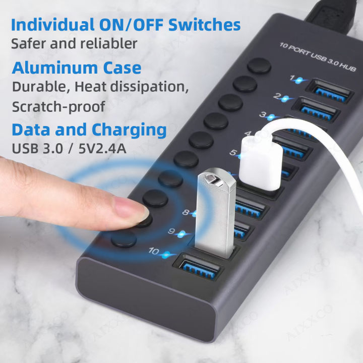 โลหะ-usb-3-0-hub-usb-splitter-4-7-10-พอร์ตใช้อะแดปเตอร์หลาย-expander-2-0-hub-พร้อมสวิทช์สำหรับแล็ปท็อป-accessoriess-kdddd