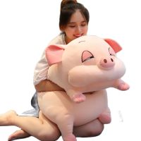 【CW】Super Soft Pink Sleepy Pig Stuffed Pillow with Flannel Blanket High quality Plush toys Hamster Mouse Throw Pillow Bed Cushion