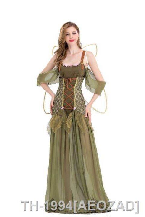 aeozad-mulheres-ผู้ใหญ่-tinkerbell-vestido-de-princesa-traje-flor-fadas-festa-ฮาโลวีน-conto-floresta-verde-คอสเพลย์-fantasia