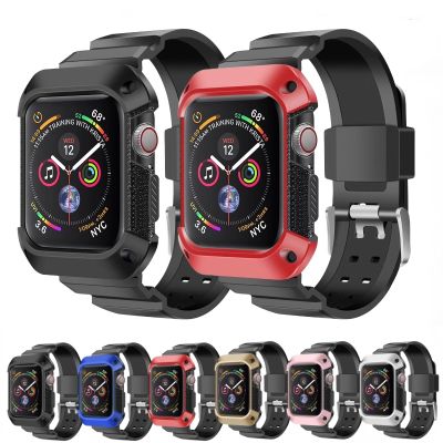 Sport Strap Case for Apple Watch Band 6 5 4 SE 44mm 40mm TPU Protective Shell Band Bracelet for Apple Watch Series 4 5 6 Belt