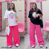 AK 18562 Set #Bigsize 2 ชิ้น เซทเสื้อยืดคอกลมแขนสั้นทรง Oversize