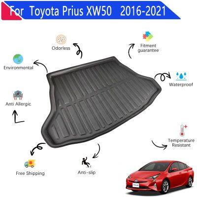 แผ่นรองท้ายรถยนต์เก็บของสำหรับ Toyota Prius XW50อุปกรณ์เสริม2016 ~ 2021ถาดเสื่อฝาหน้าฝาหลังกระโปรงรถอุปกรณ์เสริมแผ่นปูท้ายรถวัสดุ EVA 3D