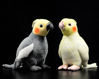 นกคอกคาทีลสีเหลืองขนาดเล็กในชีวิตจริงขนาด18ซม. ของเล่นตุ๊กตานกแก้วยัดไส้ของเล่นของขวัญวันคริสต์มาสสัตว์สำหรับเด็ก