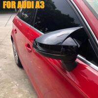 ฝาปิดกระจกมองหลังข้างรถยนต์1ชุดสำหรับ Audi A3 S3 RS3 8V TFSI TDI เครื่องมือกระจกแบบมันวาว/คาร์บอนไฟเบอร์สไตล์2013-2020