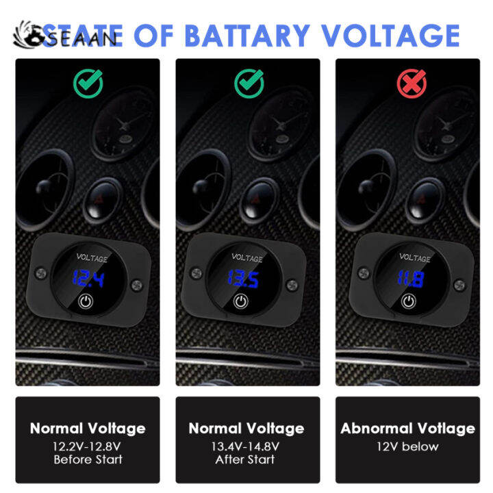 มาตรวัดแรงดันไฟฟ้า12โวลต์2ชิ้นพร้อมสวิตช์สัมผัส-dc12v-แผงเครื่องวัดแรงดันไฟฟ้ากันน้ำ24โวลต์สำหรับรถบรรทุกเรือเรือเดินทะเลเอทีวียูทีวี