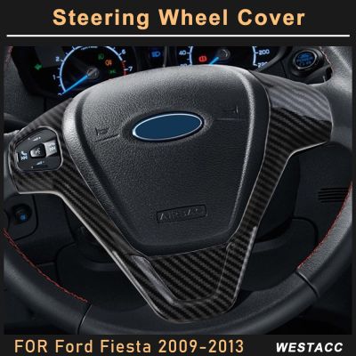 ☋▩✜ ABS Chrome Car Steering Wheel Cover Decoration Sticker Trim for Ford Fiesta MK7 2009 2010 2011 2012 2013 2014 Accessories
