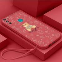 เคส Infinix Hot 9 Infinix Hot Play IX Note 7เคสโทรศัพท์เบาบางป้องกันซิลิโคนเหลวแบบนิ่มฝาครอบเคสกันกระแทกมือถือเรียบลายการ์ตูนหมีน่ารักพร้อมสายคล้อง