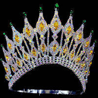 ATAN Tiaras ราชินีชั้นหนึ่ง Mahkota Besar untuk Wanita Aksesori Rambut Perkahwinan Berlian Buppageant Dipercayai