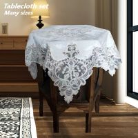 Morris8 European Velvet Embroidery Trim Square Tablecloth Set Bedroom Living Room Study Office Coffee Table Cover Cloth Party Decoration