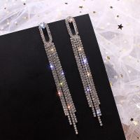 【hot】▦▤♞  Luxury CZ Tassel Earrings for Rhinestone Drop Earring Fashion Wedding Jewelry