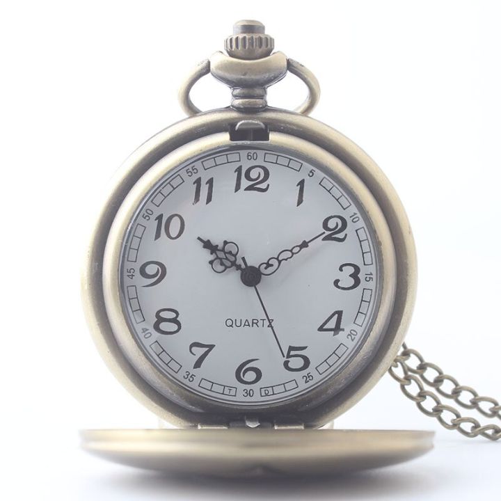 นาฬิกาควอทซ์แฟชั่นเก่าแบบสายโซ่นาฬิกาจี้สร้อยคอโบราณสำหรับผู้ชายผู้หญิง-reloj