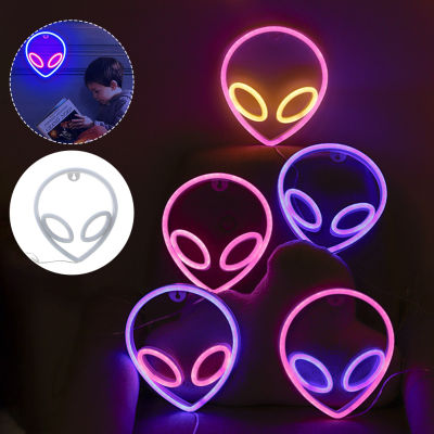 LED Alien ไฟนีออน USB/แบตเตอรี่ดำเนินการแขวนผนัง Neon Sign ภาพศิลปะตกแต่งผนังอุปกรณ์ตกแต่งห้องนอน Party ตกแต่ง