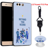 BTS เคสโทรศัพท์สำหรับ Huawei P10 Plus ซิลิคอนนุ่มกรณีที่มีรูปแบบเดียวกันแหวนและเชือก