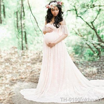✺△ Vestido de noiva longo para fotografia maternidade vestido chique gravidez sem ombro adereços fotografia roupas verão novo