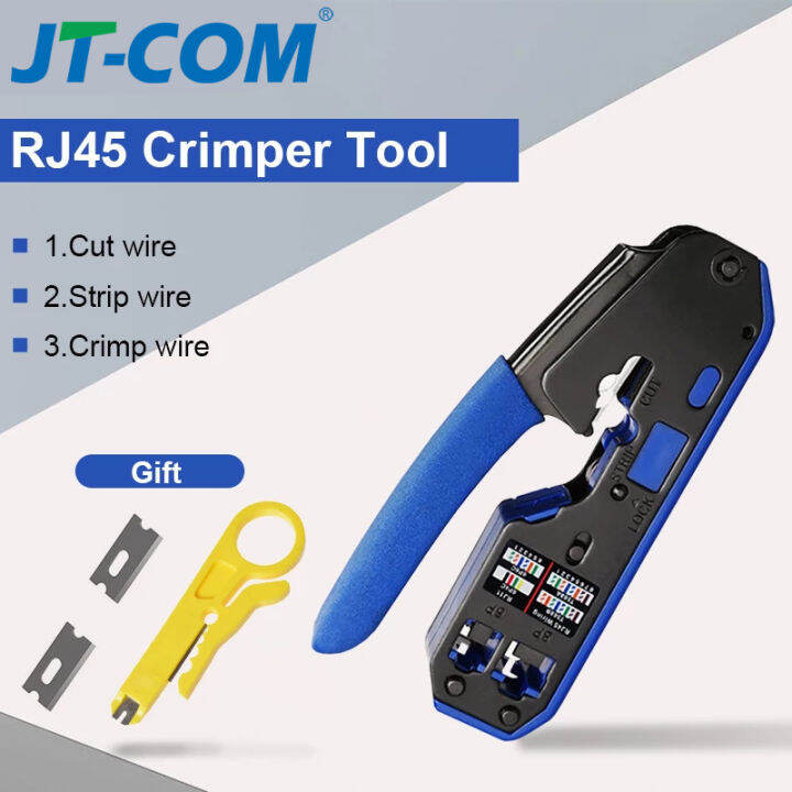 RJ45 Crimper Tool Kit for Cat6a Cat6 Cat5, Crimping Tool RJ45/RJ11 8P 6P Crimp